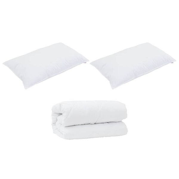 vidaXL Couette avec Oreillers avec oreiller 3 pcs Blanc Microfibre