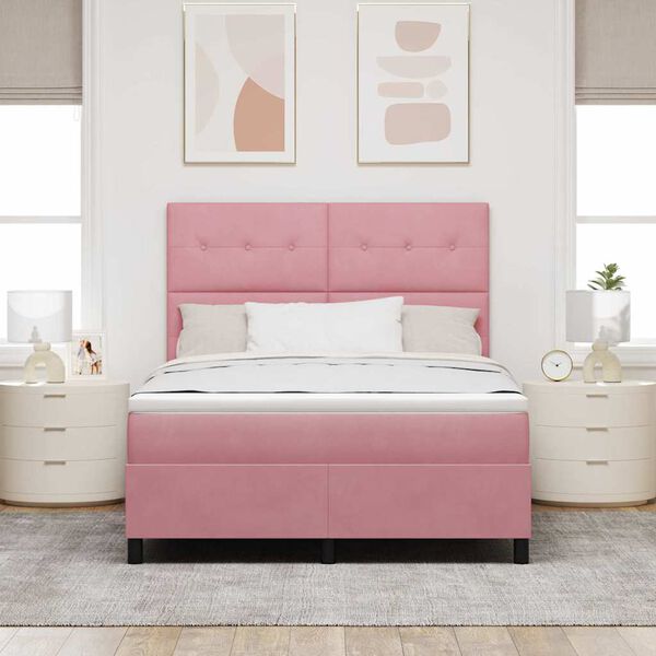 vidaXL Lit &agrave; ressorts avec matelas Rose 160 x 200 cm tissu