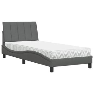 vidaXL Lit avec matelas Hanko gris fonc&eacute; 90x200 cm tissu