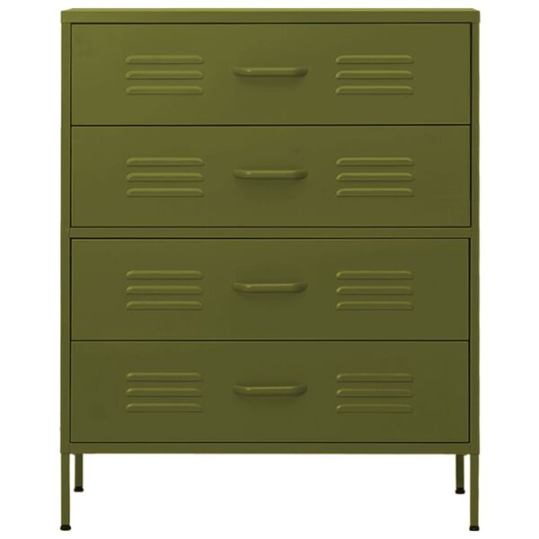 vidaXL Commode Vert olive 80x35x101,5 cm Acier