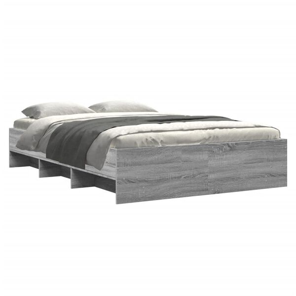vidaXL Cadre de lit sans matelas sonoma gris 120x200cm bois ing&eacute;nierie