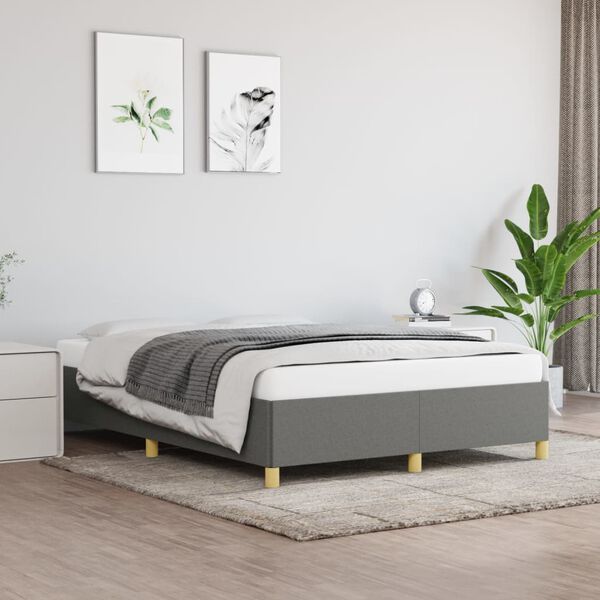 vidaXL Cadre de lit sans matelas gris fonc&eacute; 140x200 cm tissu