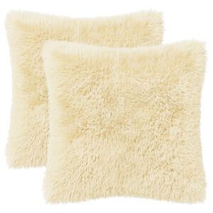 vidaXL Housse de coussin 2 pcs HEERLEN Cr&egrave;me 30 x 30 cm Fleece PV