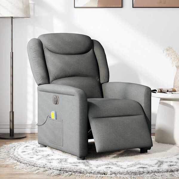 vidaXL Fauteuil inclinable de massage &eacute;lectrique gris fonc&eacute; tissu