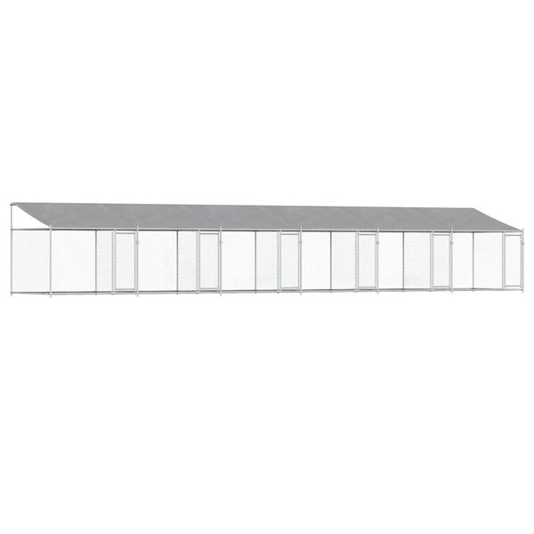 vidaXL Cage pour chien avec toit/portes gris 12x2x2 m acier galvanis&eacute;