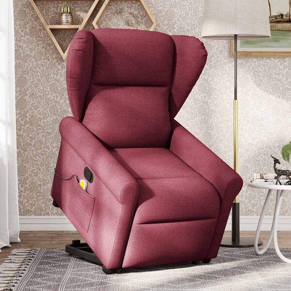 vidaXL Fauteuil inclinable de massage Rouge bordeaux Tissu
