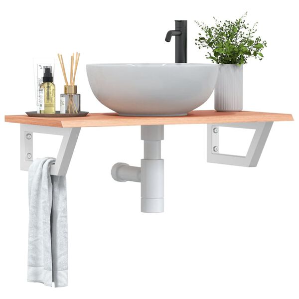 vidaXL Étagère de vasque murale acier et bois de chêne massif