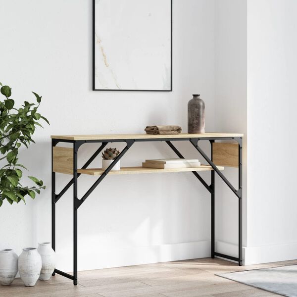 vidaXL Table console avec &eacute;tag&egrave;re ch&ecirc;ne sonoma 105x30x75 cm