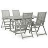 vidaXL Ensemble de salle &agrave; manger de jardin 5 pi&egrave;ces (150-200) x 100 cm en bois d'acacia massif gris