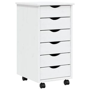 vidaXL Armoire roulante avec tiroirs MOSS blanc bois de pin solide