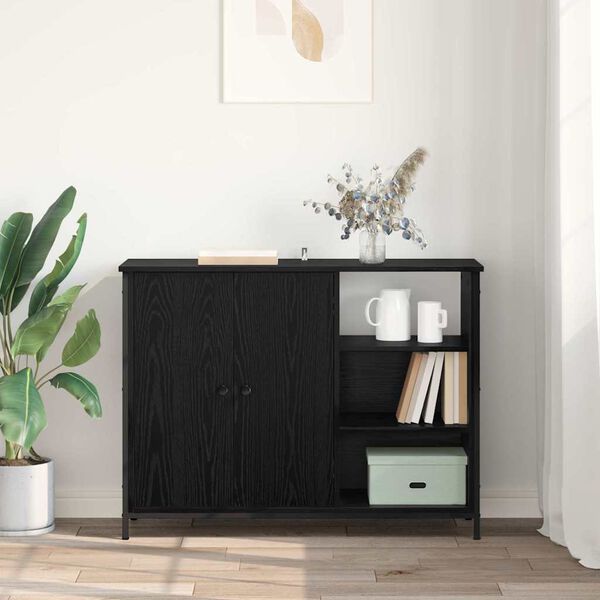 vidaXL Buffet Ch&ecirc;ne noir 100 x 33 x 75 cm Bois d'ing&eacute;nierie
