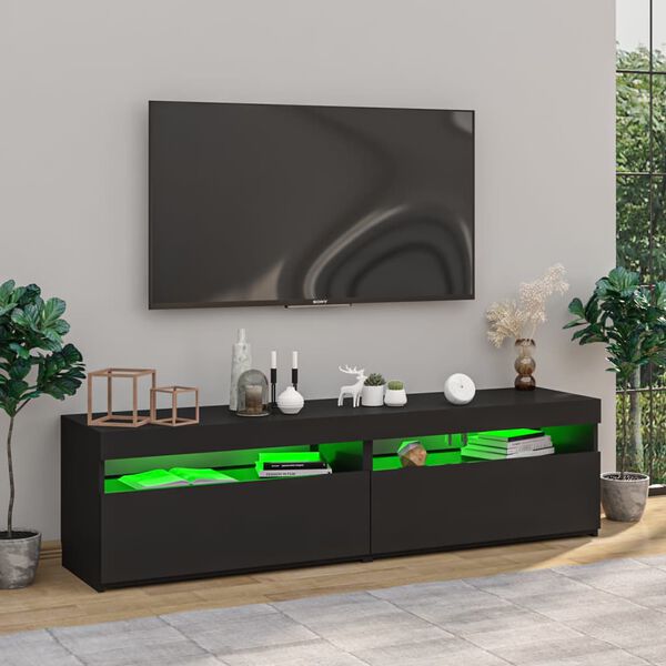vidaXL Meubles TV 2 pcs avec lumières LED Noir 75x35x40 cm