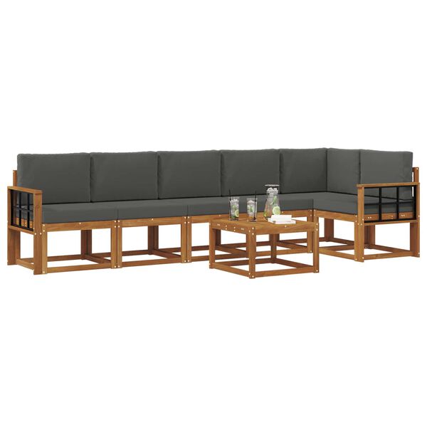 vidaXL Ensemble de canap&eacute;s d'ext&eacute;rieur 7 pcs Naturel et Anthracite