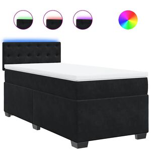 vidaXL Sommier &agrave; lattes de lit avec matelas noir 90x190 cm simple velours