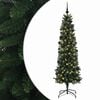vidaXL Sapin de No&euml;l artificiel &eacute;troit avec boules 210 cm 300 LED