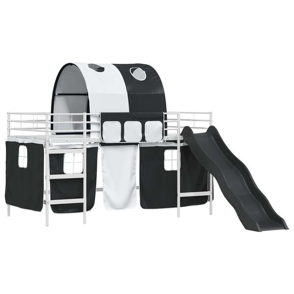 vidaXL Lit mezzanine pour enfants Blanc et Noir 80 x 200 cm M&eacute;tал