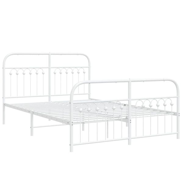 vidaXL Cadre de lit m&eacute;tal sans matelas et pied de lit blanc 137x190 cm