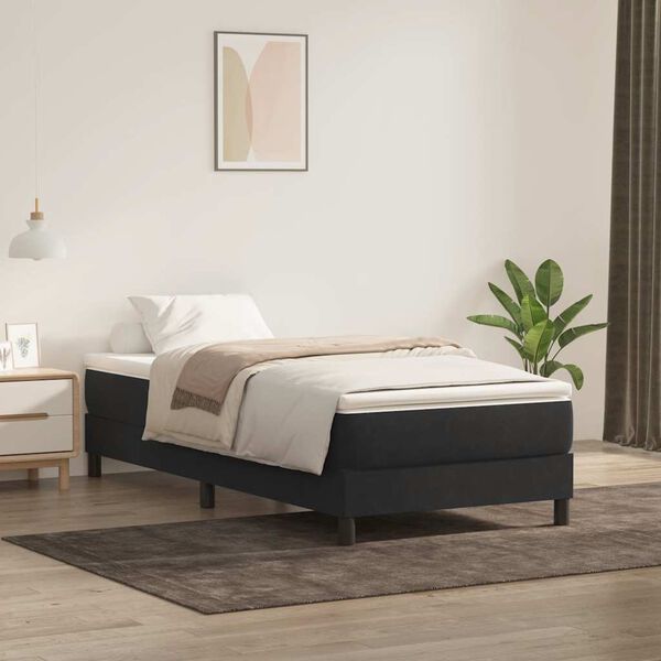 vidaXL Sommier &agrave; lattes de lit avec matelas noir 100x210 cm velours