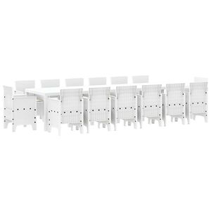 vidaXL Ensemble de salle &agrave; manger pour jardin 15 pc Blanc Rattan Polt