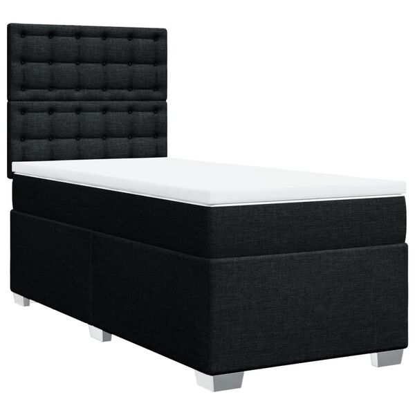 vidaXL Sommier &agrave; lattes de lit avec matelas Noir 90x200 cm Tissu