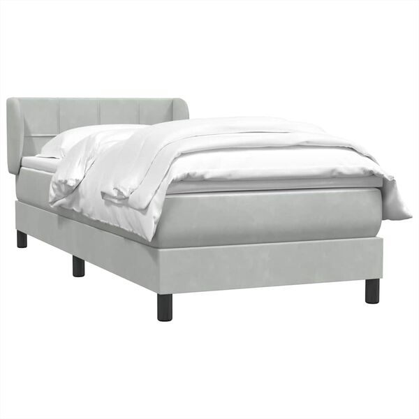 vidaXL Sommier &agrave; lattes de lit et matelas gris clair 80x210 cm velours