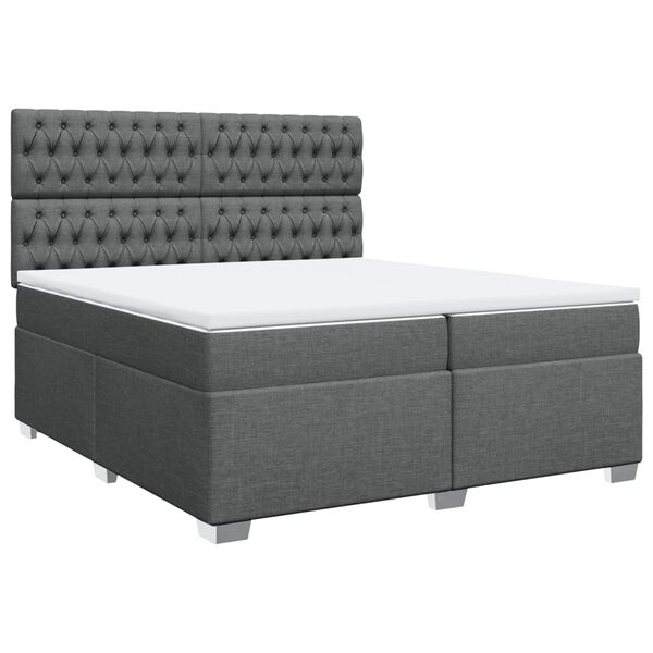 vidaXL Sommier &agrave; lattes de lit avec matelas Gris fonc&eacute; 200x200cm Tissu