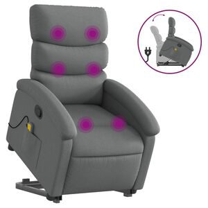 vidaXL Fauteuil de massage inclinable Gris fonc&eacute; Tissu