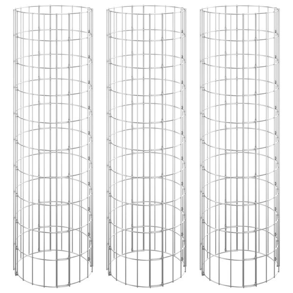 vidaXL Lit surélevé à gabion circulaire 3pcs Acier galvanisé Ø30x100cm