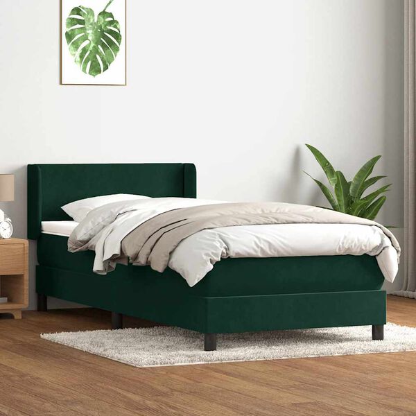 vidaXL Sommier &agrave; lattes de lit et matelas vert fonc&eacute; 100x220cm velours