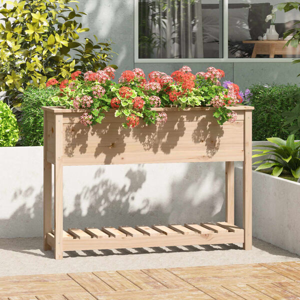 vidaXL Jardinière avec étagère 111,5x34,5x81 cm Bois massif de pin