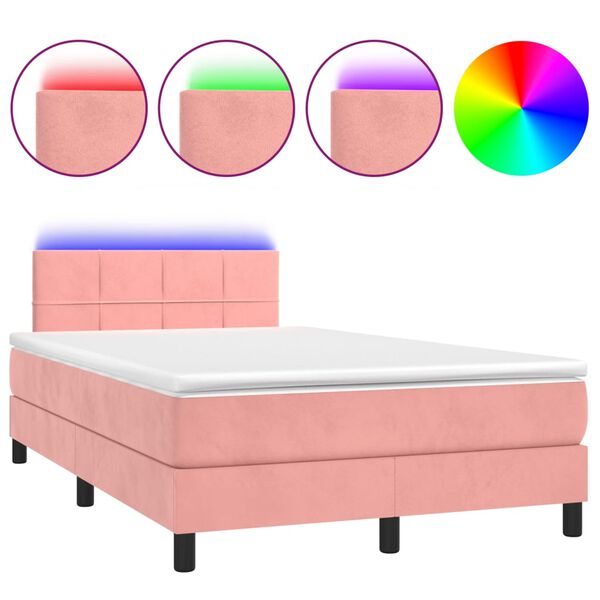 vidaXL Sommier &agrave; lattes de lit avec matelas et LED Rose 120x200 cm