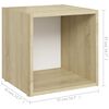 vidaXL Meuble TV blanc et ch&ecirc;ne sonoma 37x35x37 cm bois d&rsquo;ing&eacute;nierie