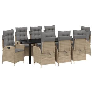 vidaXL Ensemble de salle &agrave; manger pour jardin 9 pc Beige polyrotin