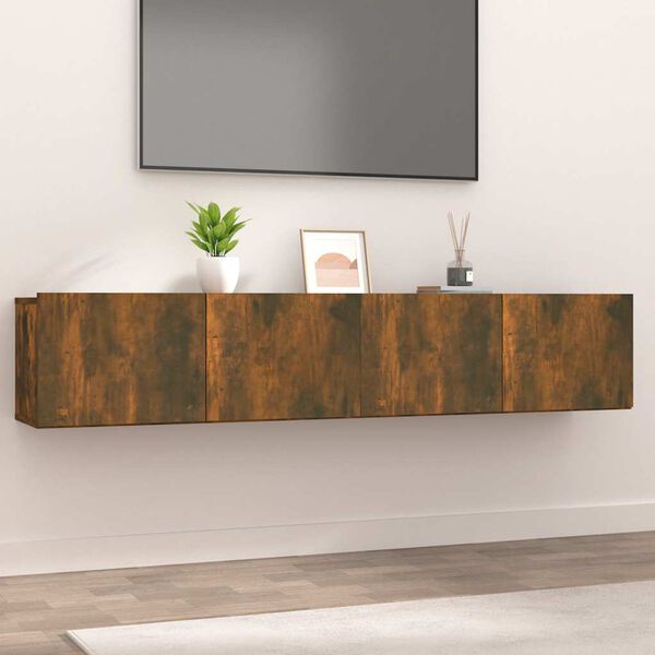 vidaXL Meubles TV 2 pcs chêne fumé 80x30x30 cm bois d'ingénierie