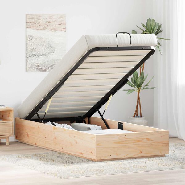 vidaXL Cadre de lit ottoman Naturel 80 x 200 cm Pin massif