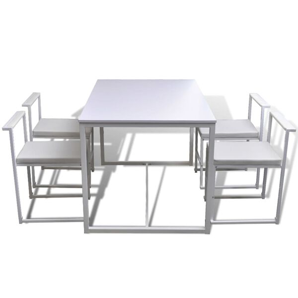 vidaXL Ensemble de table et chaises de salle &agrave; manger 5 pi&egrave;ces Blanc