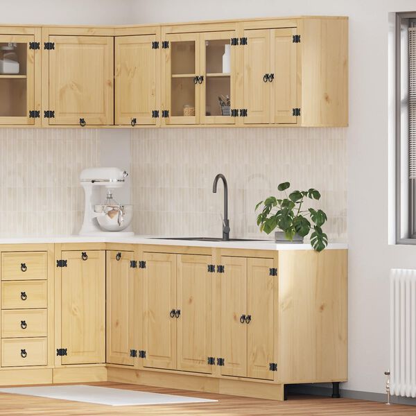 vidaXL Armoire avec &eacute;tag&egrave;re avec porte SKI 4 pcs Brun Miel Pin massif