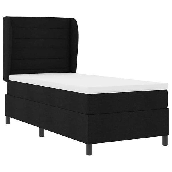 vidaXL Lit &agrave; ressorts avec matelas Noir 90 x 200 cm tissu
