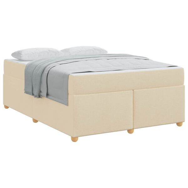vidaXL Cadre de lit avec matelas Cr&egrave;me 160 x 200 cm tissu