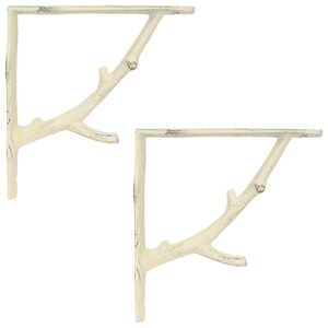 vidaXL Supports d'&eacute;tag&egrave;re murale 2 pc Blanc antique 10 x 10 x 3 cm