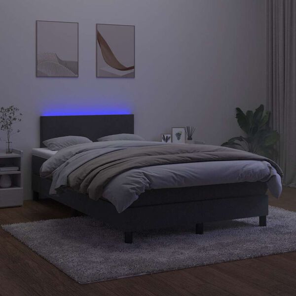 vidaXL Sommier &agrave; lattes de lit et matelas LED noir 120x190 cm velours