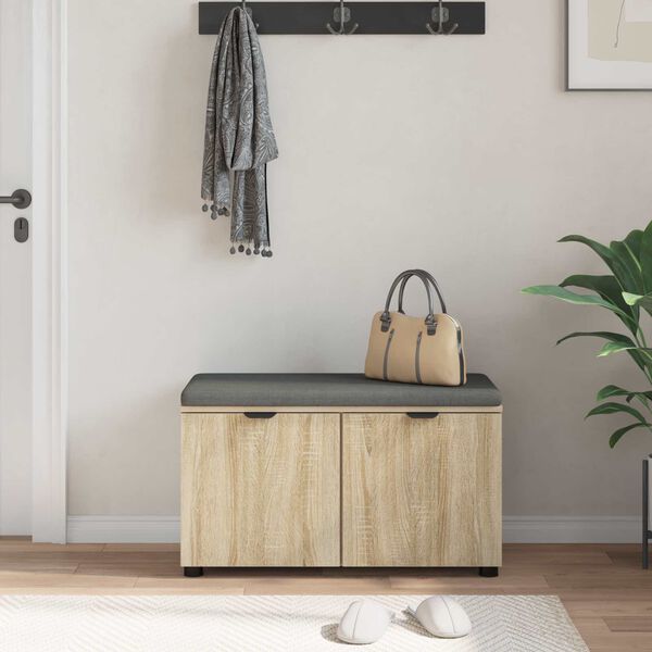 vidaXL Banc d'entr&eacute;e avec coussin Ch&ecirc;ne Sonoma 80 x 46 x 46 cm