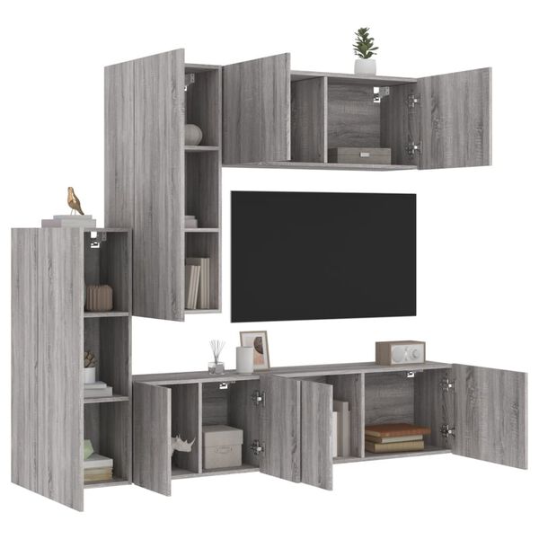 vidaXL Unités murales TV 5 pcs sonoma gris bois d'ingénierie