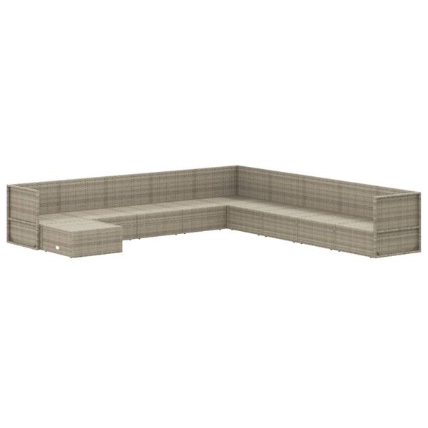 vidaXL Salon de jardin 10 pcs avec coussins Gris R&eacute;sine tress&eacute;e