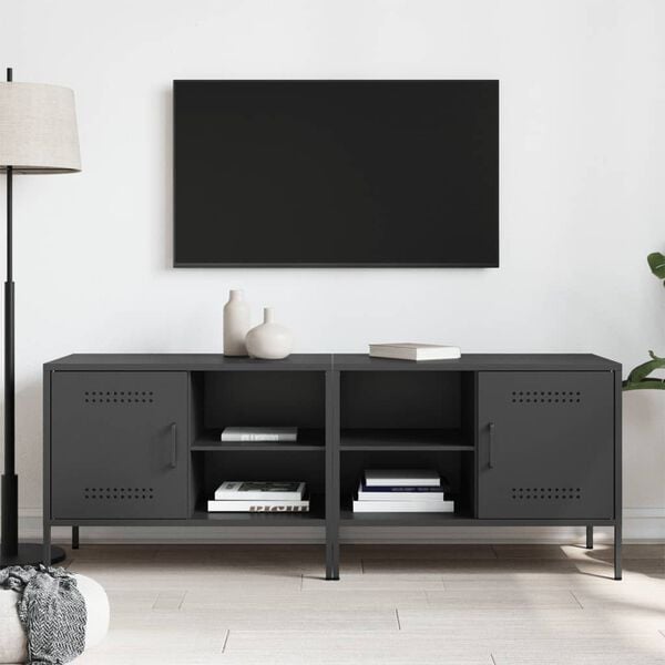 vidaXL Meubles TV 2 pcs noir 68x39x50,5 cm acier