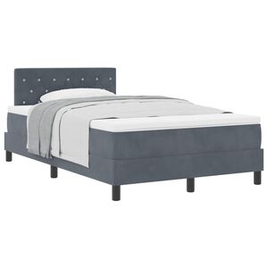 vidaXL Lit &agrave; ressorts avec matelas Gris fonc&eacute; 120 x 200 cm Velours