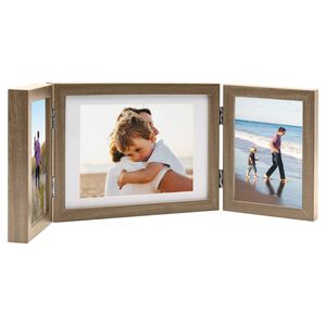 vidaXL Cadre photo d&eacute;pliable Marron clair 22x15 cm+2x(10x15 cm)