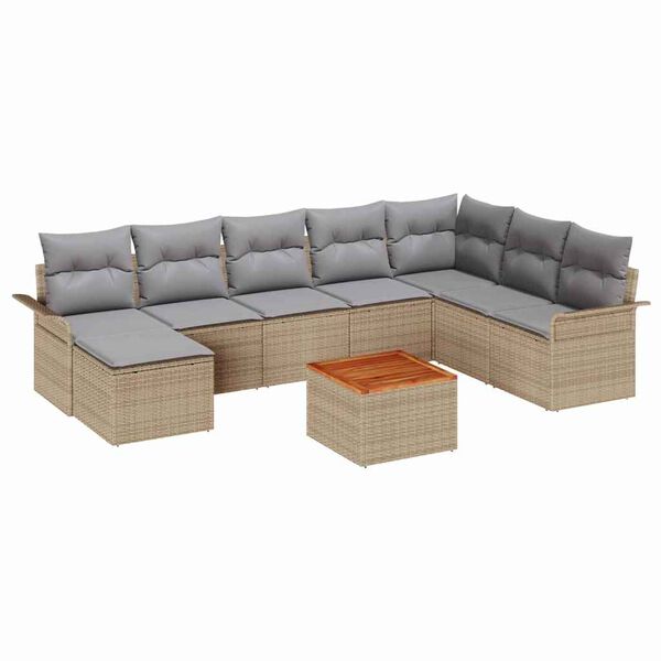 vidaXL Ensemble de canap&eacute; de jardin 9 pcs Beige et Gris clair