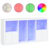 vidaXL Buffet avec lumi&egrave;res LED blanc 202x37x100 cm