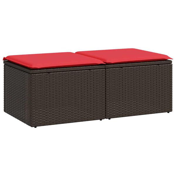 vidaXL Salon de jardin avec coussins 2pcs marron r&eacute;sine tress&eacute;e acacia